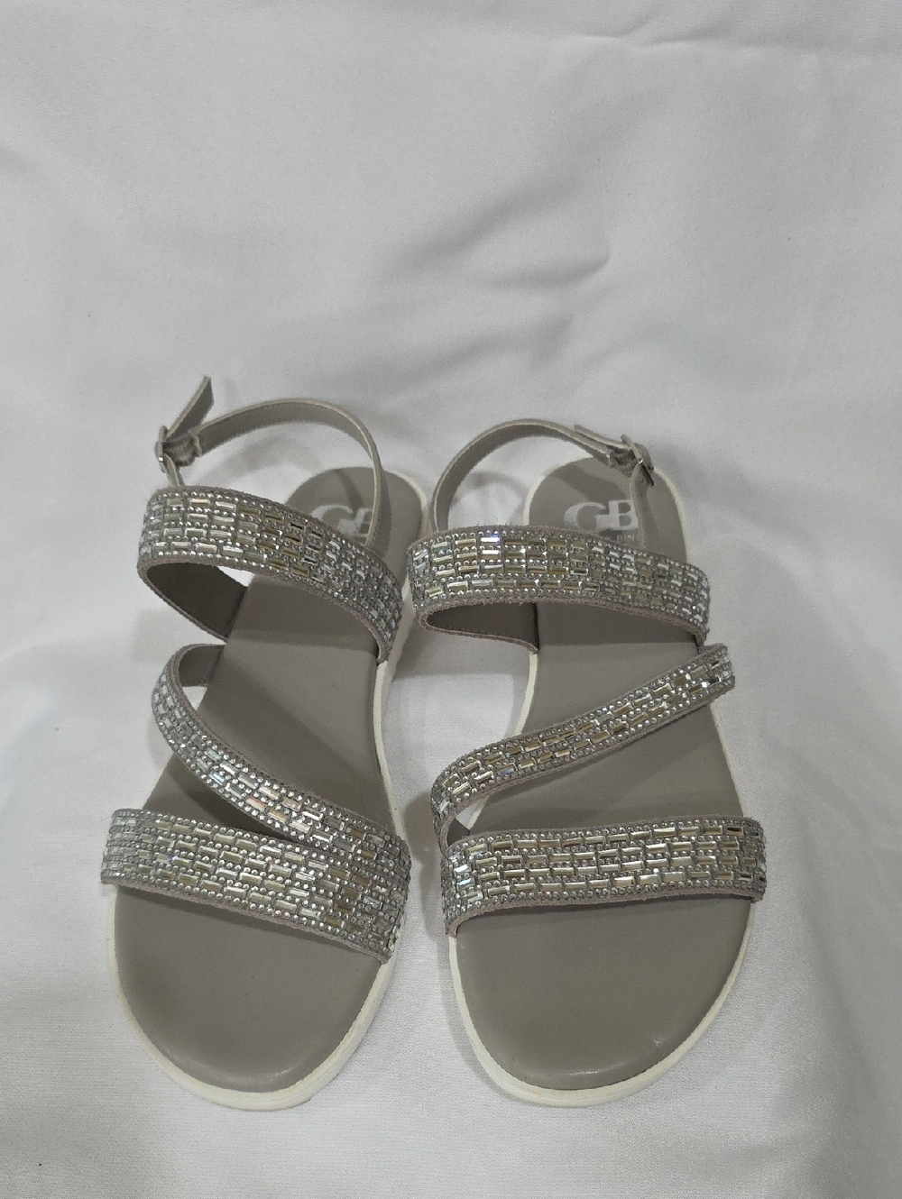 Gianni Bini Silver Beaded Strappy Sandals